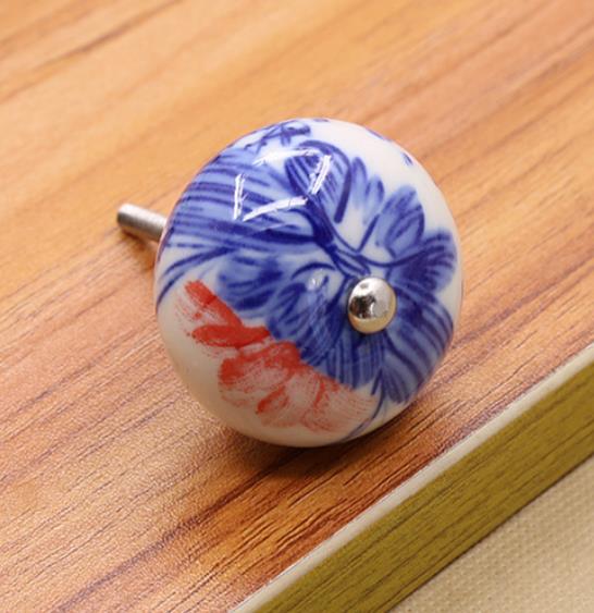 Keramiske drejeknapper køkkenskabsknapper håndtag kommode knap skuffe trækker keramisk / farverigt skab knop dekorativt hardware: -en