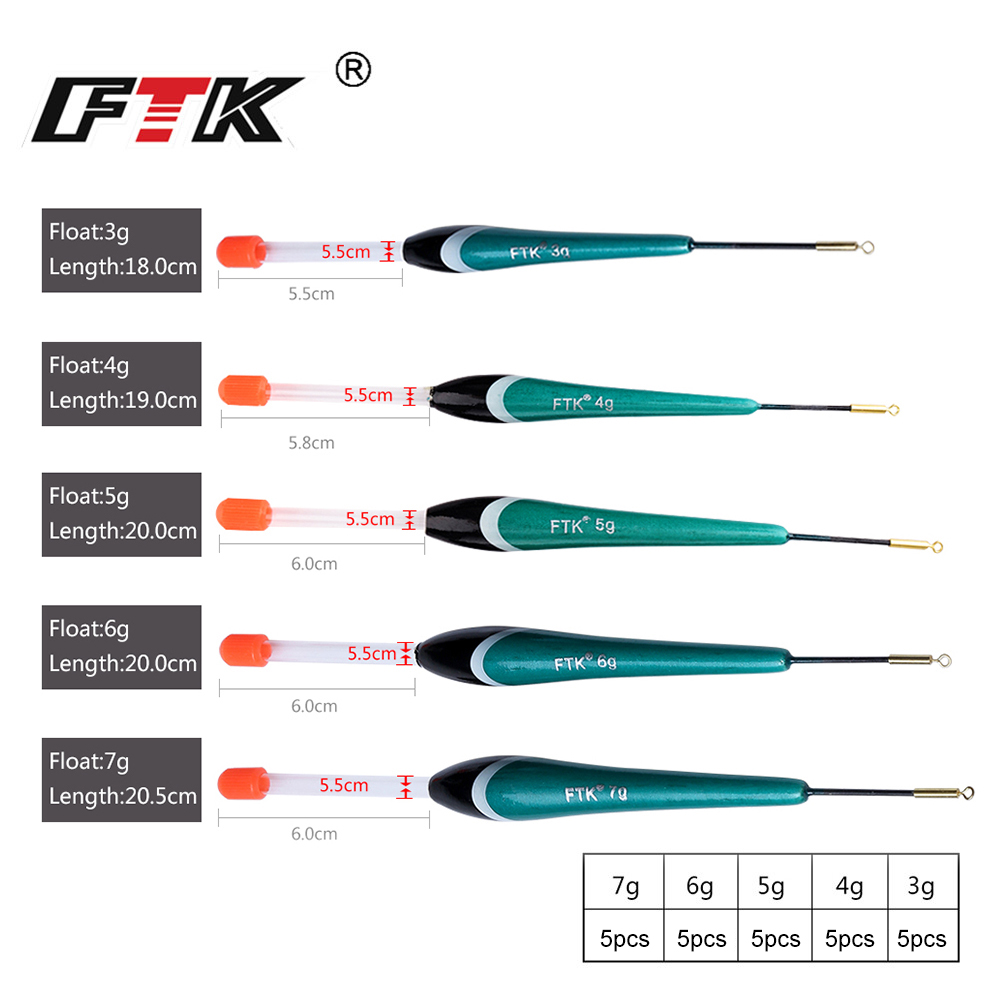 FTK 5 unids/lote abeto Barguzinsky 3g4g5g6g7g peso pesca Float de 18cm de longitud-20,5 cm flotar en la pesca de la carpa