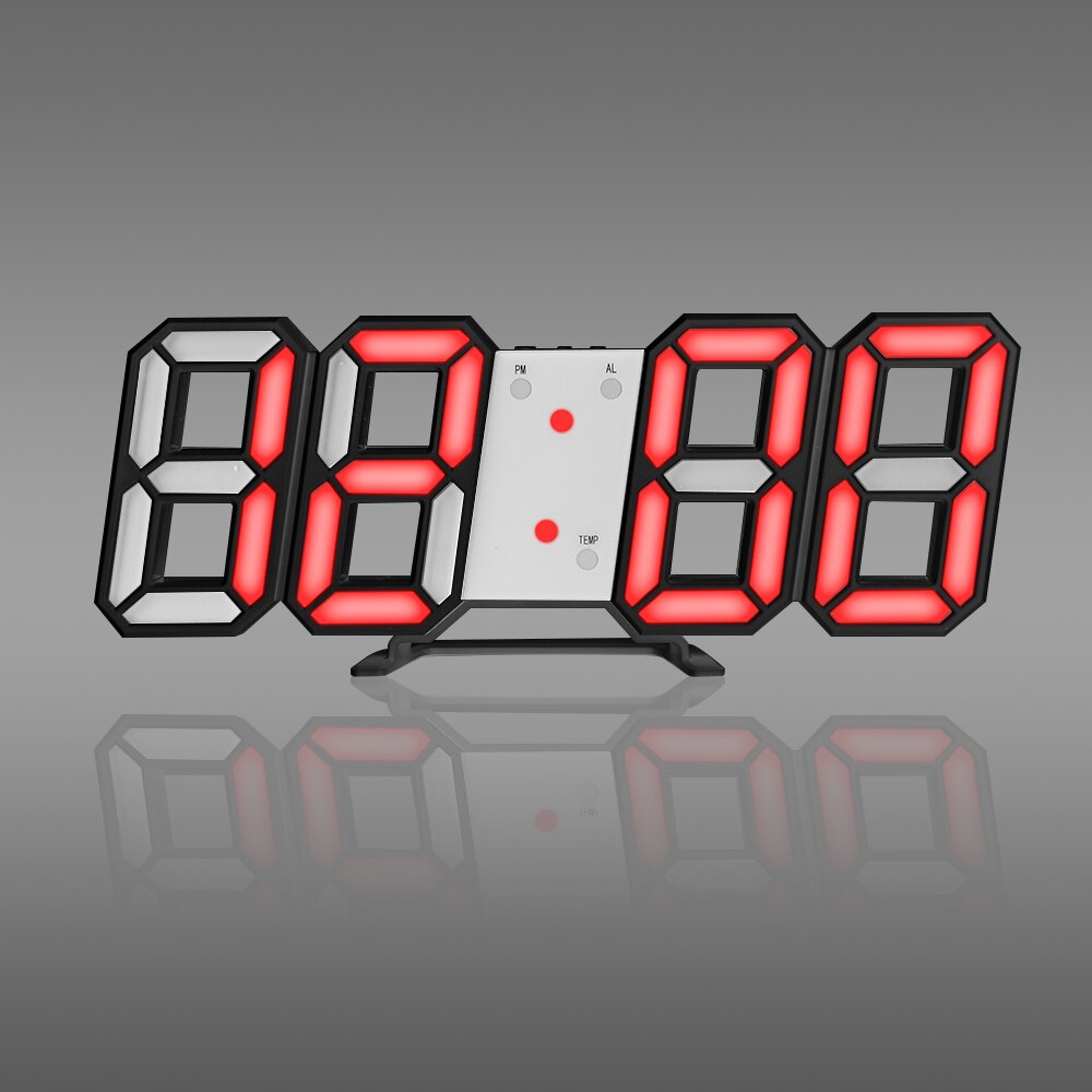 3D LED Wanduhr Moderne Digitale Tisch Uhr Alarm Nachtlicht Uhr Für Heimat Wohnzimmer Dekoration: rot B