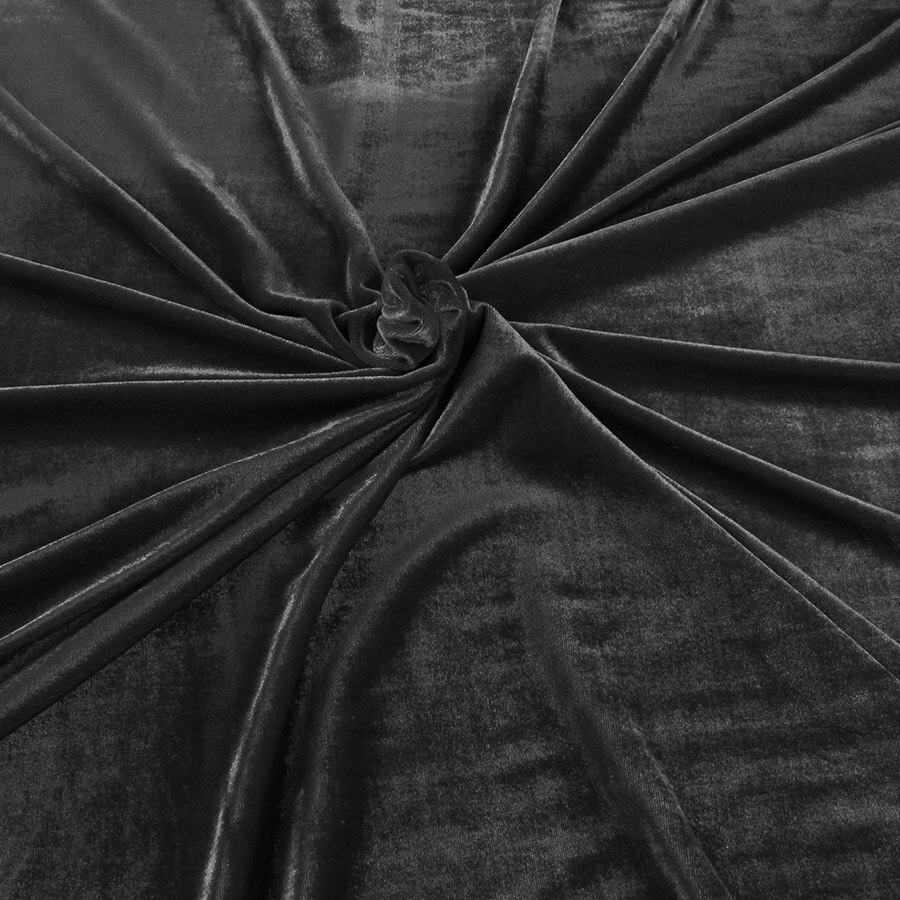 Tissu en velours extensible tricoté de 160cm de large | Tissu en velours Poly élastique de pour combinaison de sport: Black