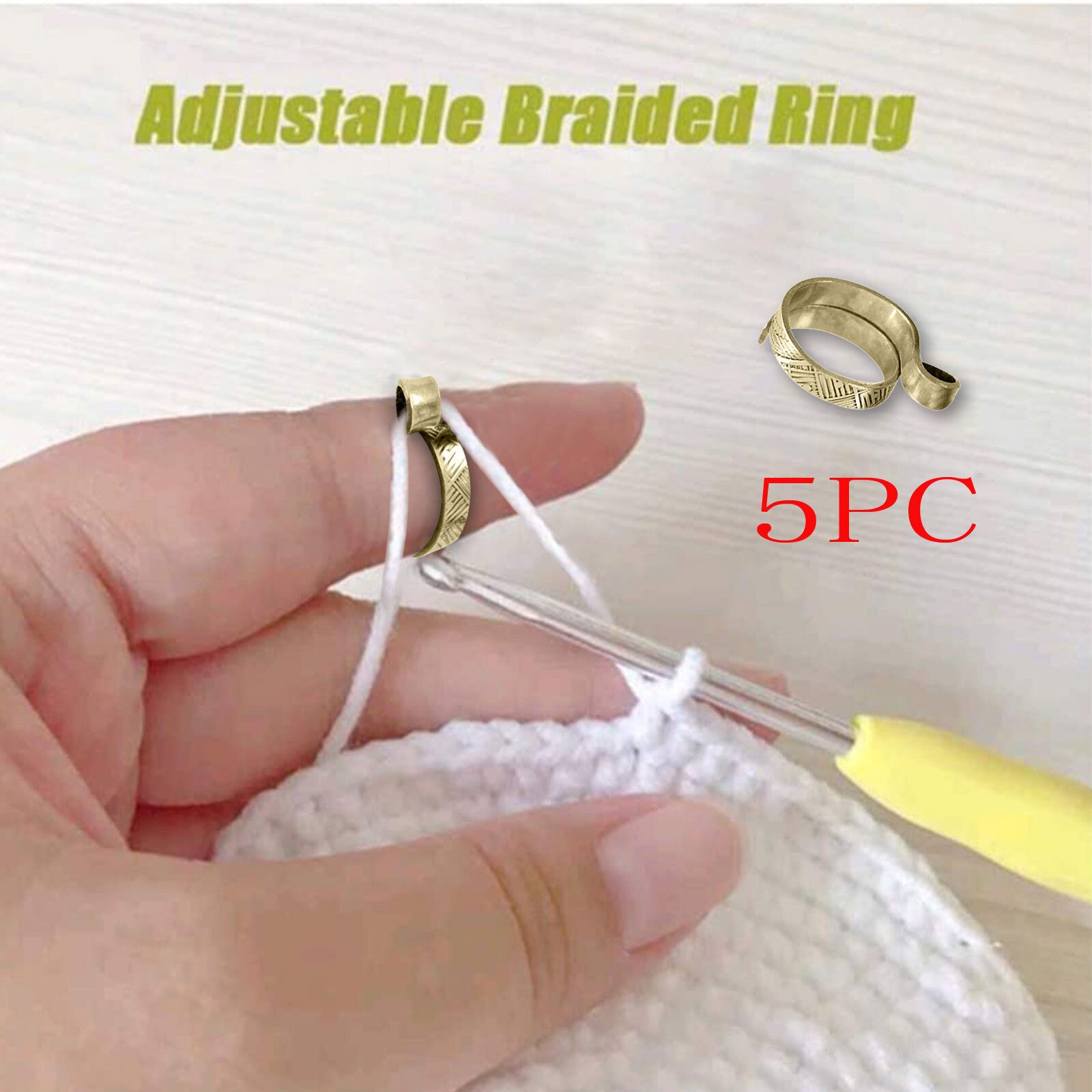 25# Adjustable Knitting Loop Crochet Loop Knitting Accessories Knitting Ring Adjust Knitting Ring Finger Wear DIY Sewing Ring: E