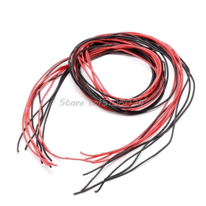 22 Awg 5M Gauge Silicone Draad Flexibele Gestrande Koperen Kabels Voor Rc Zwart Rood S08 &amp;
