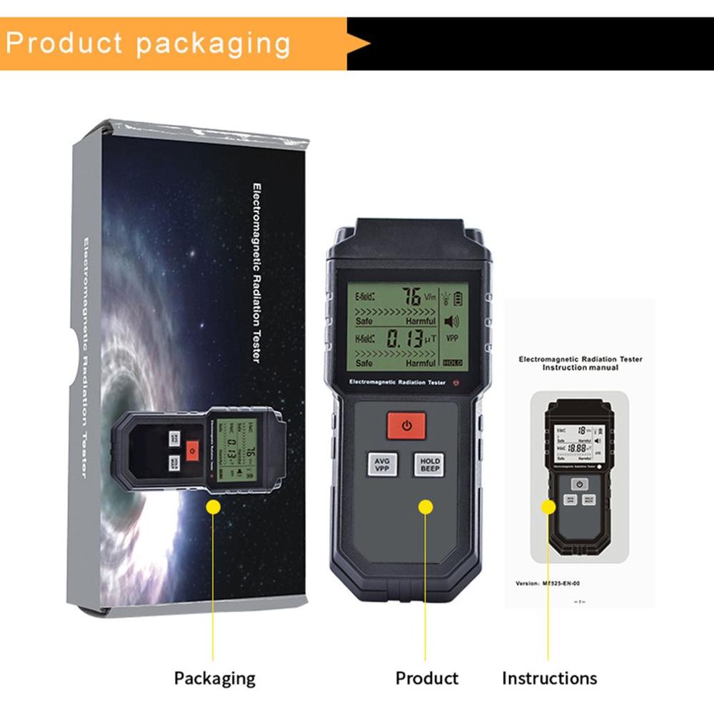 Et825 testador de radiação eletromagnética onda detector de radiação emf medidor portátil prático detecção de gás luz ultravioleta