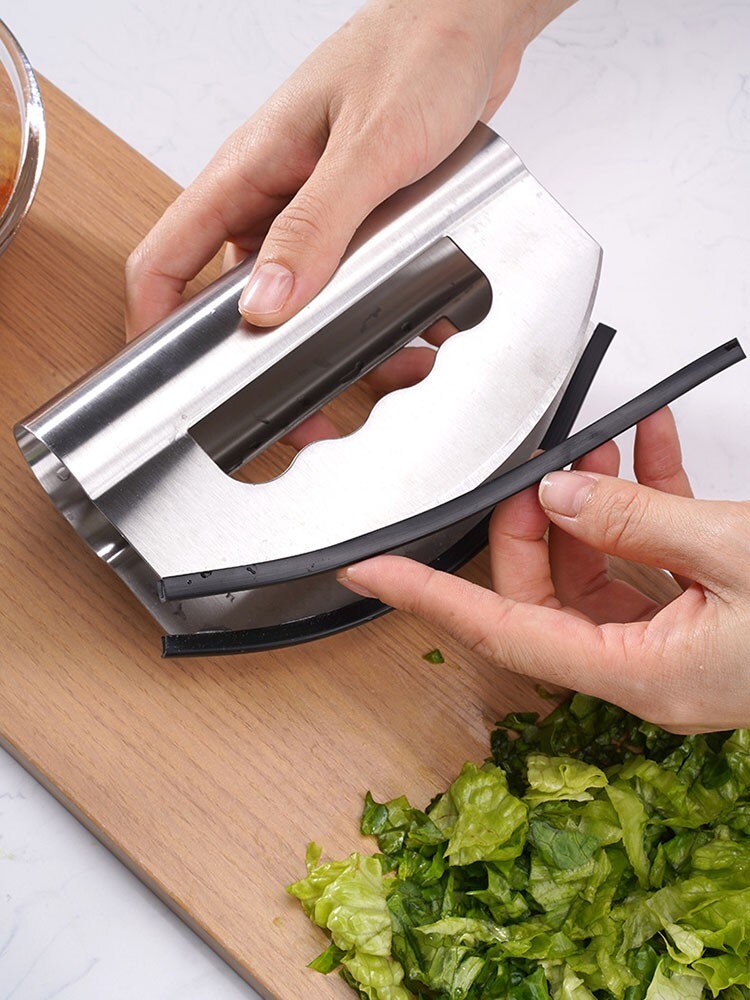 Salad Chopper Stainless Steel Double Blade Cheese Lettuce Vegetable Cutter Vanilla Knife Sharp Edge Mincer Kitchen Gadget
