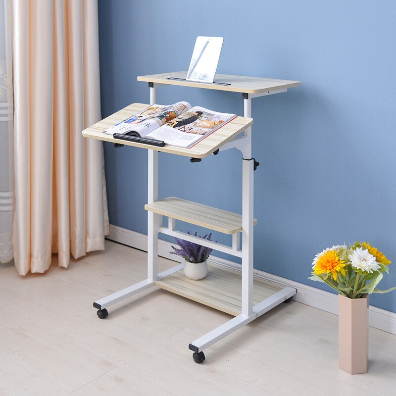 Home simple laptop desk floor-mounted foldable computer desk high home multifunctional storage table: BasicC