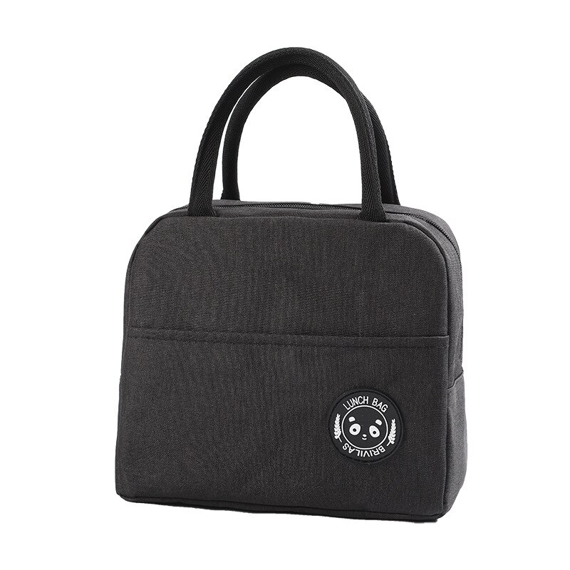 Lancheira térmica portátil de nylon, saco com zíper para refrigeração fresca, à prova d&#39;água, bolsa de almoço oxford feminina, conveniente, sacos de comida, 1 peça: black