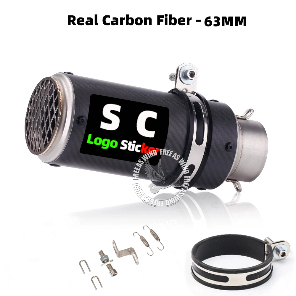 51mm 60mm 63mm Carbon Fiber sc Motorcycle Exhaust Muffler Escape for Motorcycle GP-project Universal Exhaust Modified Accessorie: green