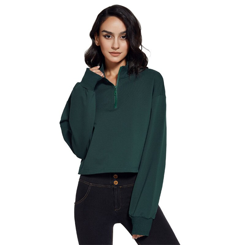 Sudadera holgada con cremallera y cordón para mujer, Top deportivo de algodón, sudaderas informales de manga larga con media cremallera, camisa de Yoga, ropa de Fitness