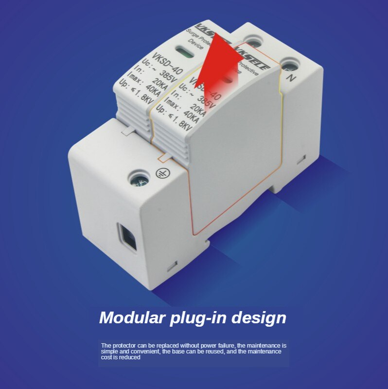 40KA/2P/385V Huis Surge Protector Beschermende Low-Voltage Afleider Apparaat 380V