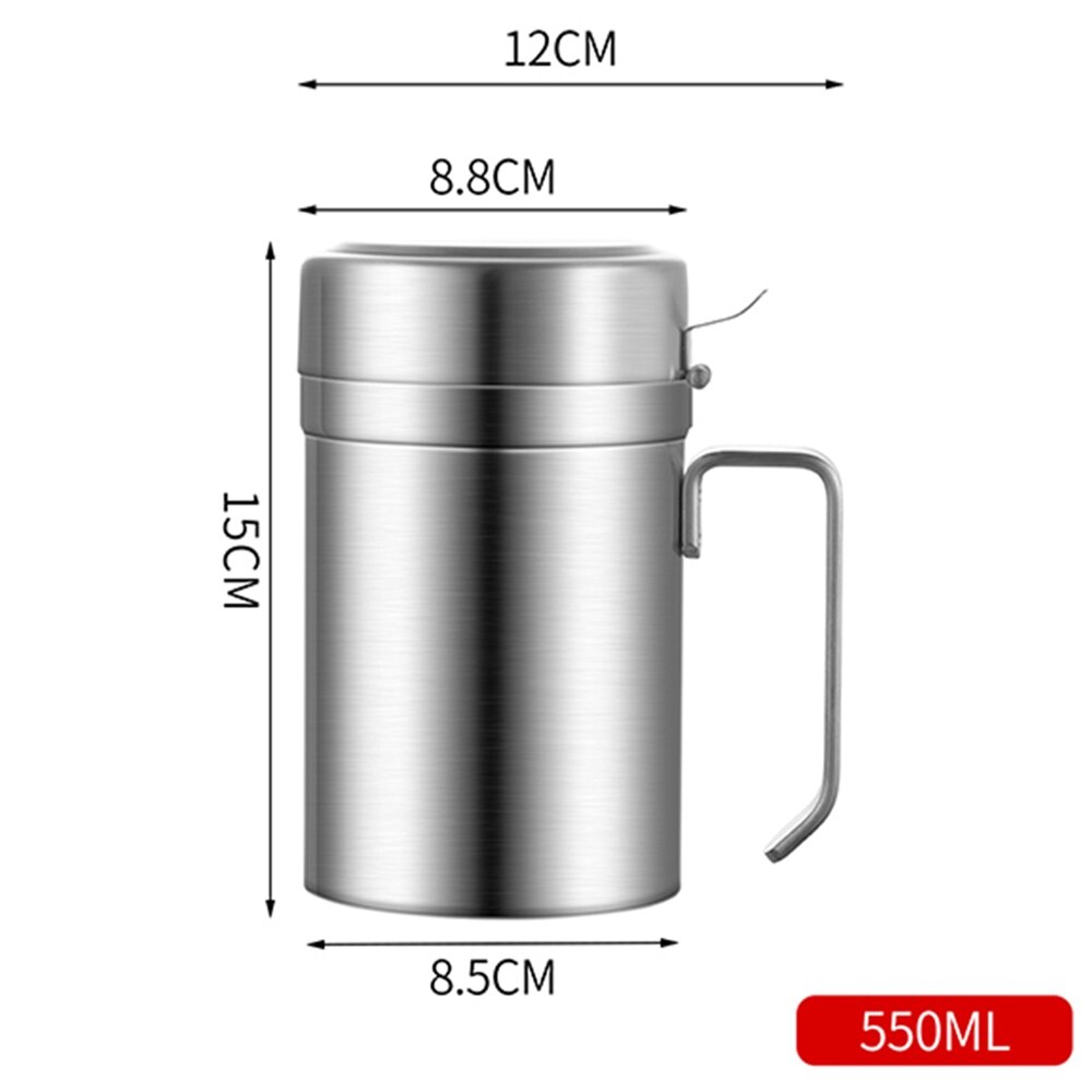 550ML304 Stainless Steel Kitchen Oil Pot Leak-Proof Sesame Oil Soy Vinegar Sauce Pot for Household Restaurants