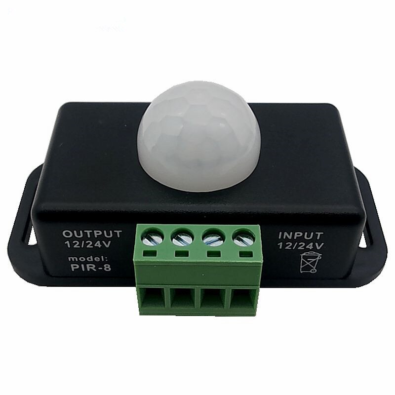 best price 1pcs DC12V-24V 8A Body Infrared PIR Motion Sensor Switch For 5050 3528 5630 3014 LED Light Strip Automatic led dimmer