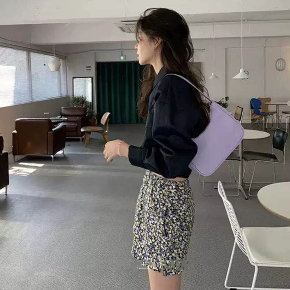 Grote Capaciteit Mode Dames Oksel Schoudertas Casual Nylon Hobos Vrouwen Handtassen Effen Kleur Eenvoudige Vrouwelijke Clutch Portemonnee: Purple