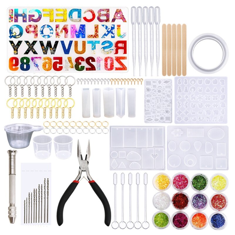 477 Stuks Siliconen Hars Gieten Mallen Starter Kit, Alfabet Nummer Siliconen Mal En Gereedschap Set Voor Hars Sieraden: Default Title