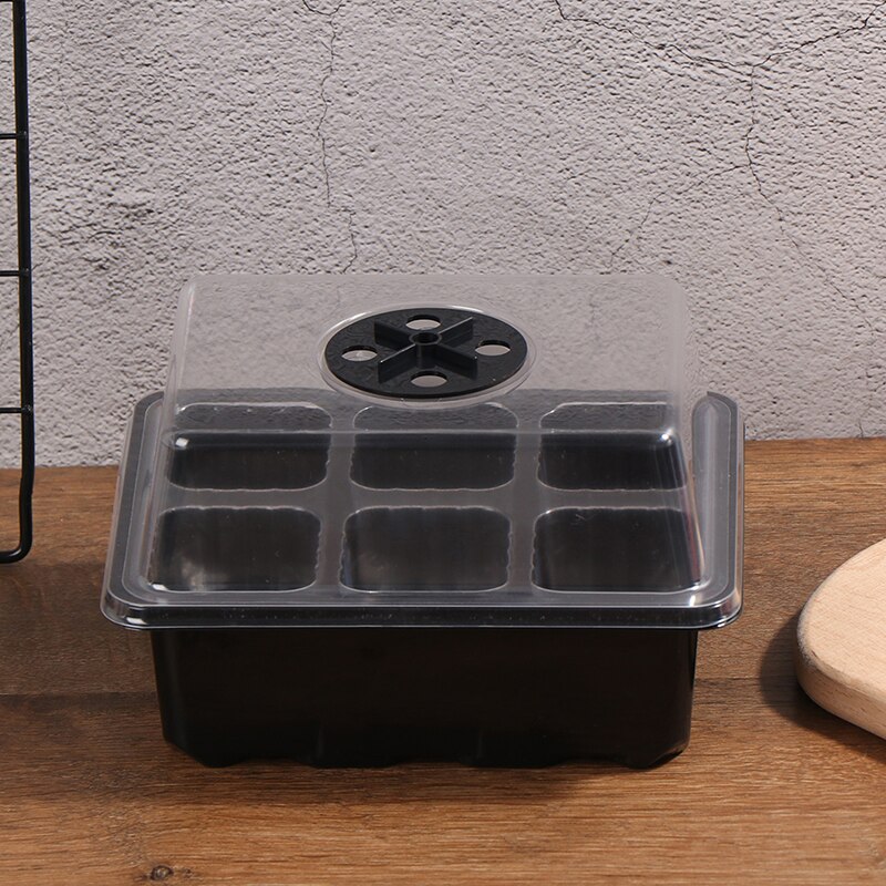 6 Cells Hole Plant Seeds Grow Box gardening hydroponics systems Tray Insert Propagation Seeding Nursery Pot garden indoor: Black