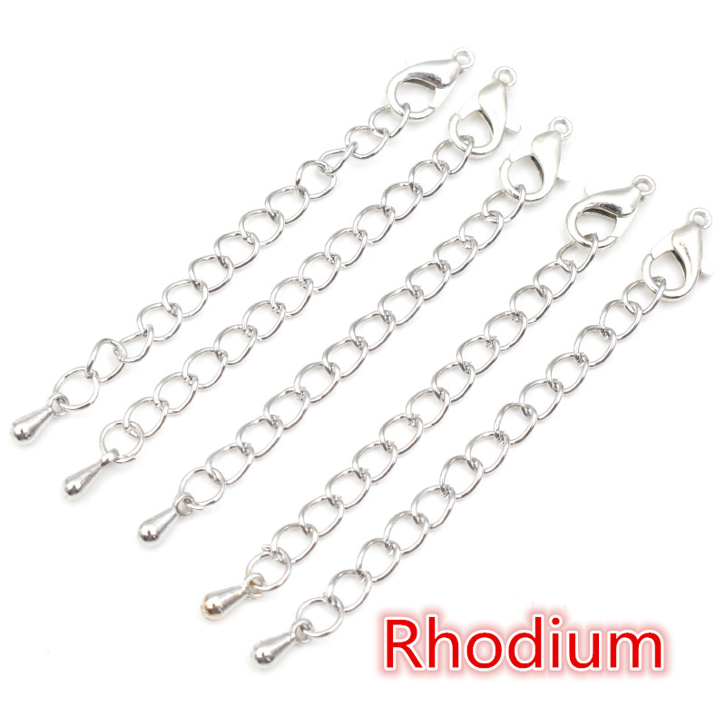 10Pcs 50 70Mm Gold Verzilverd Uitgebreide Uitbreiding Tail Chain Kreeft Sluitingen Connector Voor Diy Ketting Sieraden Maken bevindingen: M / green