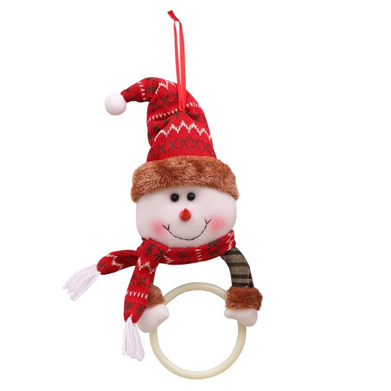 Wbbooming jul hængende håndklæde bar år julemand elg klud håndklæde hængende ring stativer holder køkken bolig dekorationer: C snemand