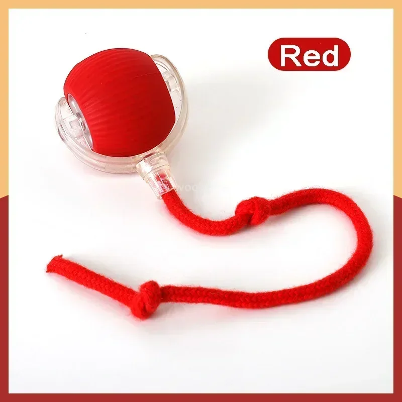 Bola rodante automática interactiva inteligente recargable para mascotas, productos para mascotas, juguete eléctrico con pelota para perros, cola simulada para gatos: Blanco