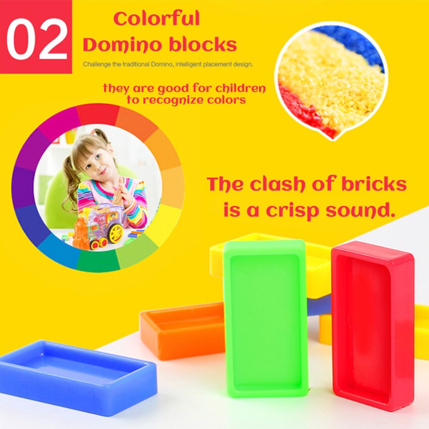 120pcs Domino set with Elevator kit Develop Ability and Enhance self-confidence Educational Plasti Bricks Toys Gft