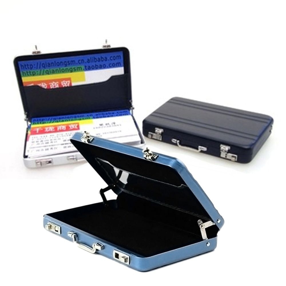 Rectangle Aluminum ID Credit Card Holder Storage Case Box Business Bank Card Holder Suitcase Shape Organizer 2022