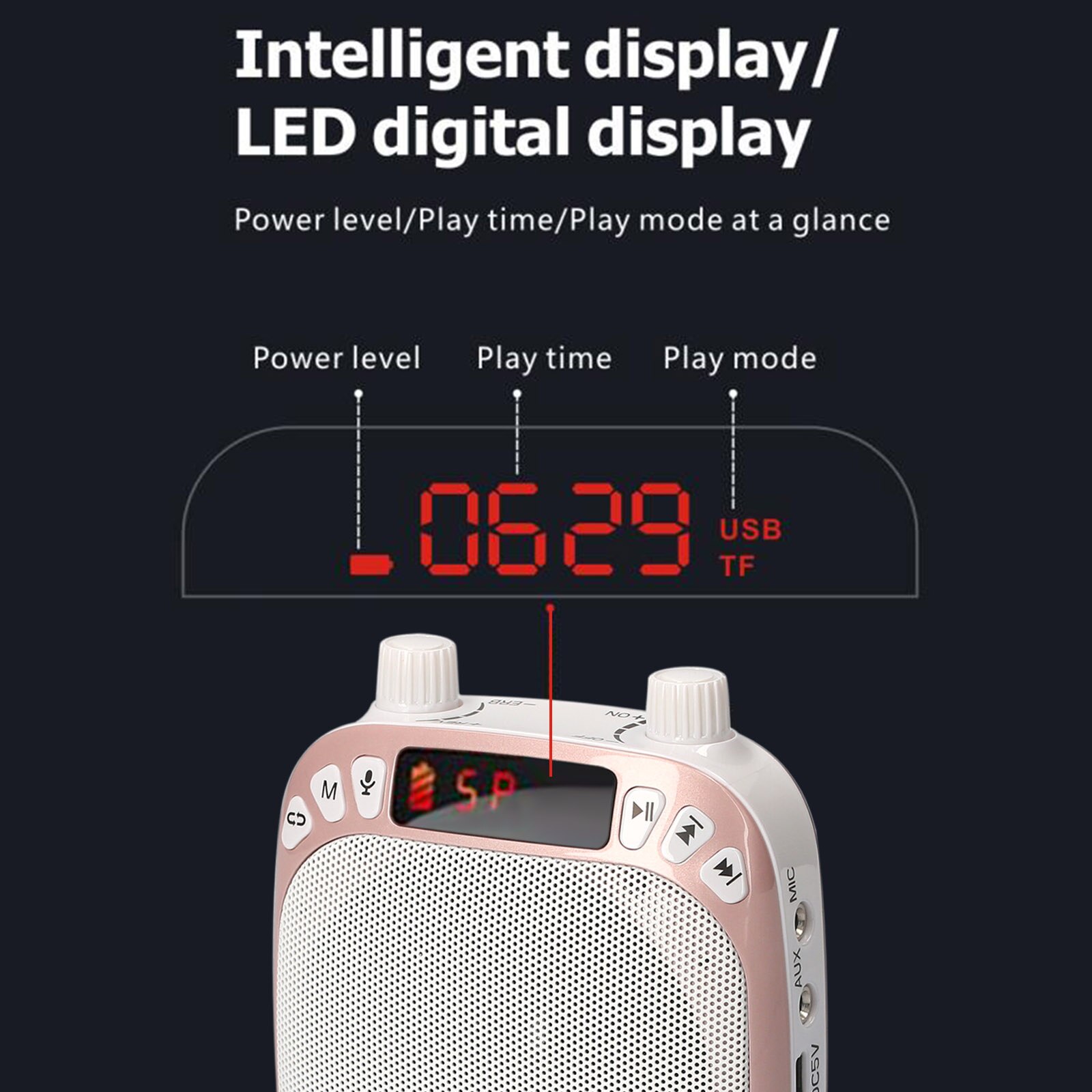 8W Portable Voice Amplifier Wired Microphone AUX Audio Recording Bluetooth Speaker Music Player for Teachers Instructor Training