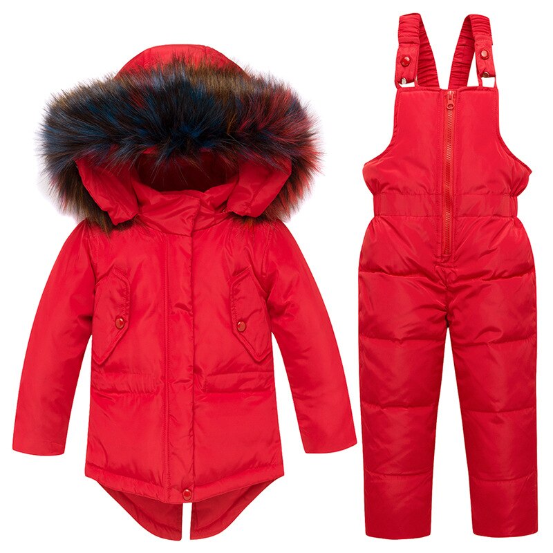 Winter Kids Snowsuit Jassen Hoodies Eendendons Skipak Voor Meisjes Sneeuw Pak Outfits Sneeuw Wear Jumpsuit Sets Jas Snowsuit