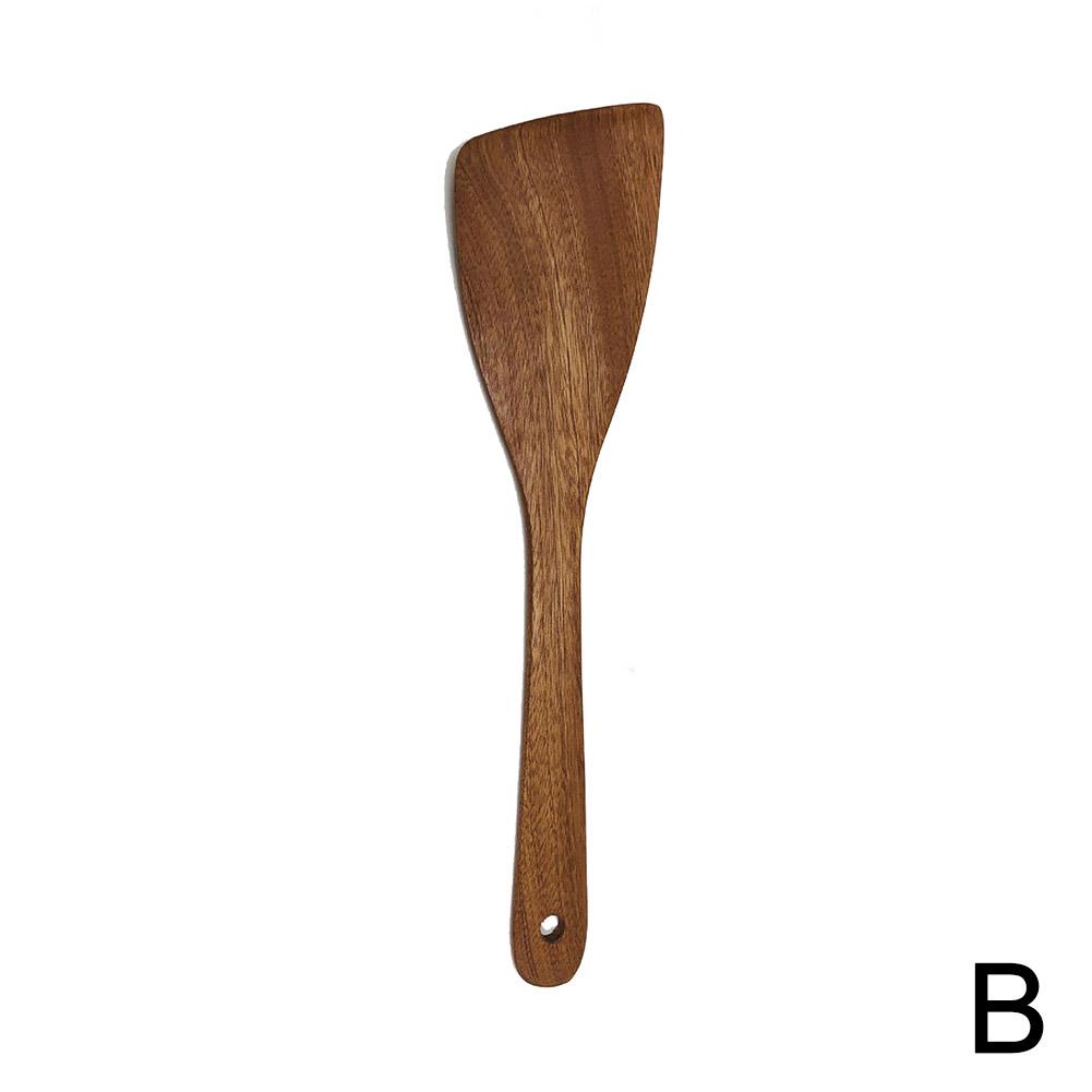 Utensilios de cocina, espátula de ébano, cuchara, sartén antiadherente, pala especial para freír, espátula de madera resistente a altas temperaturas: Plata