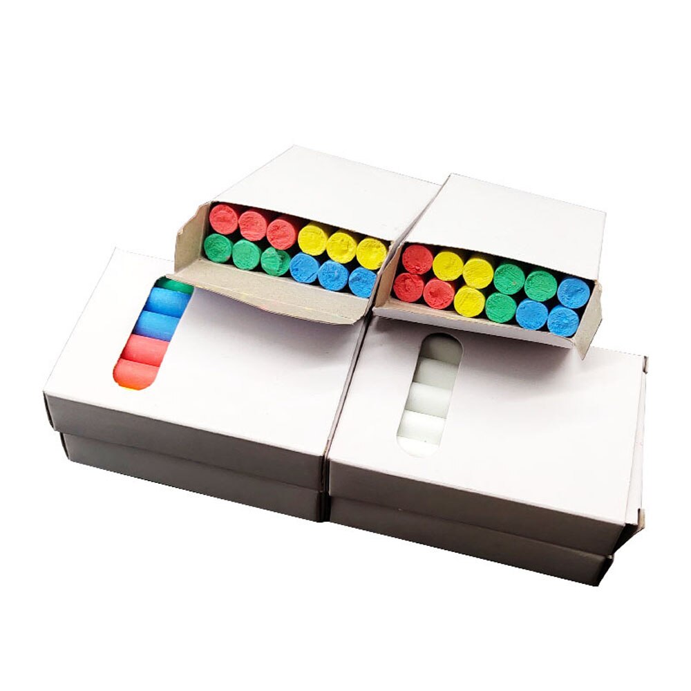 12 Sticks Coloured Chalk Sticks Blackboard Pavement Kids Childrens Art Craft Colour