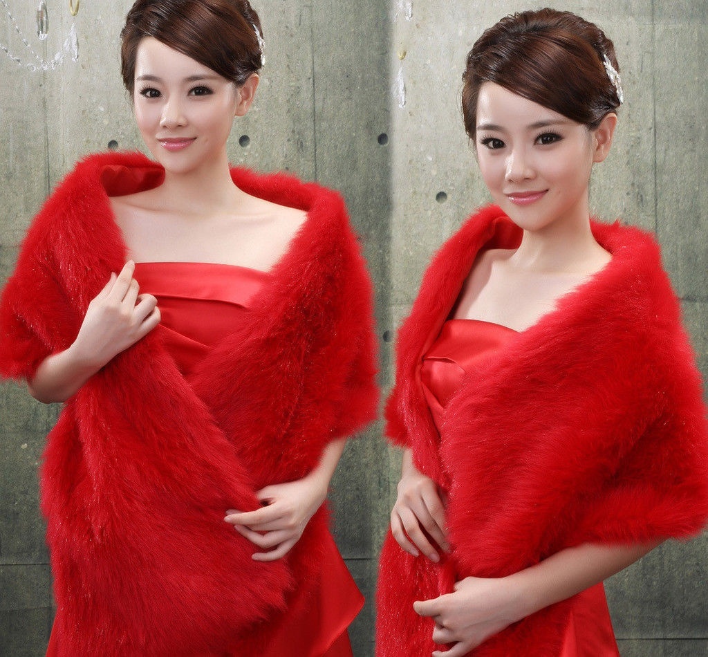 Mode Bruids Faux Fur Lange Sjaal Stola Wraps Shrug Sjaal One Size