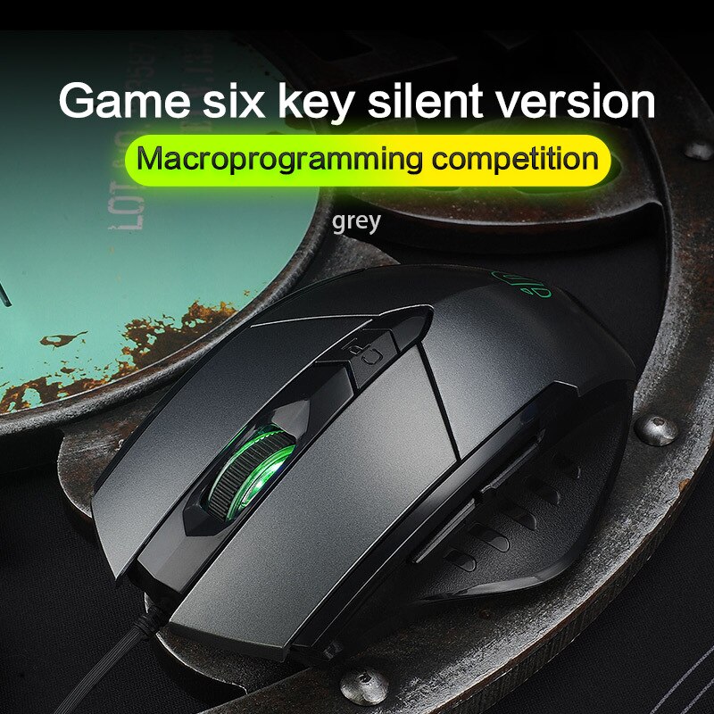 Dempen bedrade muis dpi aanpassen lichtgevende gamemuis: Grijze game zes sleutel stille versie