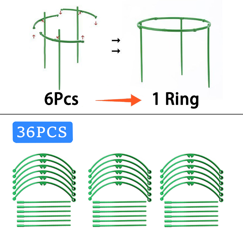 Piquets de Support pour plantes, treillis demi-cercle pour plantes en pot, bonsaï, Support de fleurs de vigne, Clips à tige fixe, outils de jardinage, 6 à 36 pièces: Argent