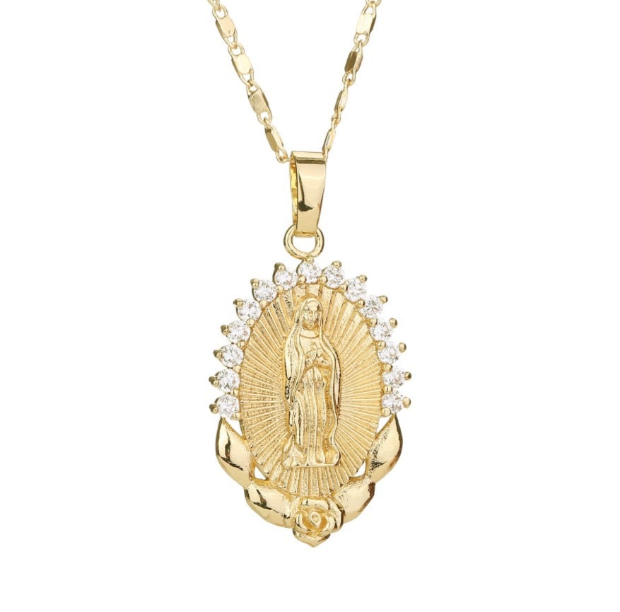 Heilige Maagd Maria Hanger Ketting Religie Dainty Gouden Christian Cubic Zirkoon Ketting Vrouwen Collier Femme Christian Sieraden