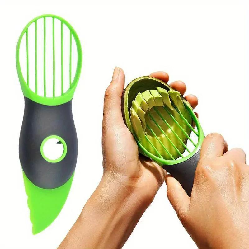 3-in-1 Avocado-Schneider und -Entkerner - Professionelles Küchengerät mit Edelstahlklinge und ergonomischem Griff für müheloses Obstschneiden