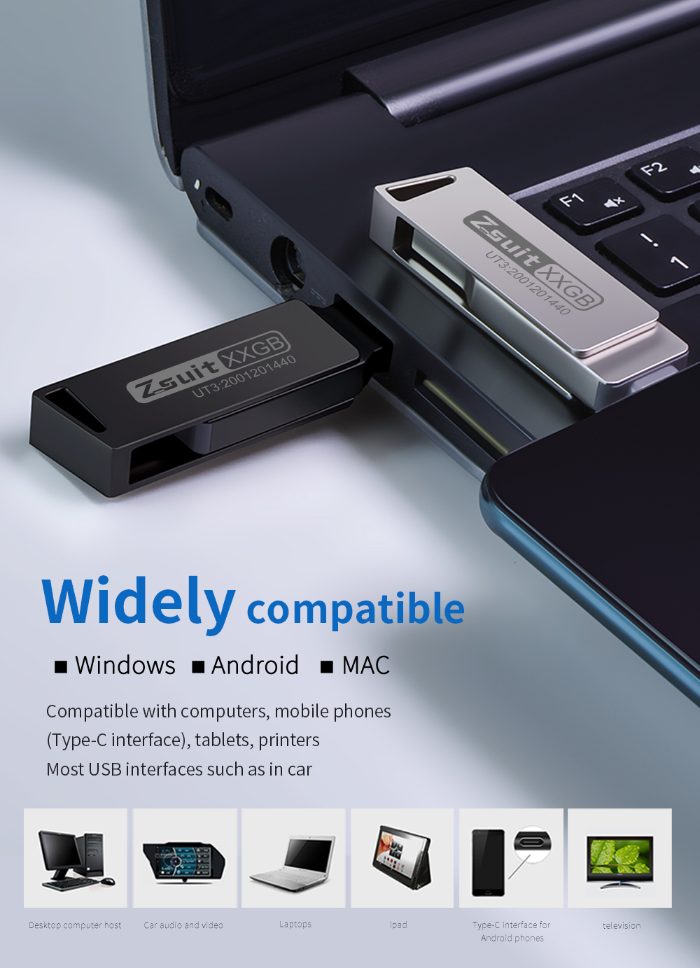Zsuit 10 pcs/lot OTG 32G USB Flash Drive Metal Memory Stick USB 3.0 Flash Drive 64G 128G 32GB Double C Disk c USB Flash Drive Fr