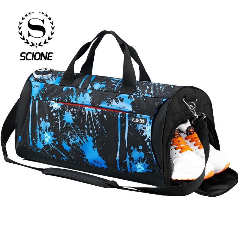 Scione Geometric Printing Travel Bags Large Waterproof Duffel Shoulder Bag Luggage Anti-theft Laptop Portable Sports Shoe Pack