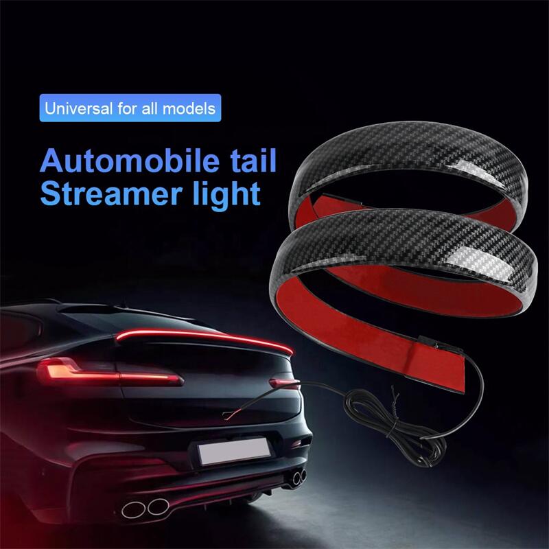 120CM 12V Led Tail Spoiler Light Universal Car Turn Signal Driving Brake Flash Trunk Lip Racing Tail Lamp Carbon Fiber RGB