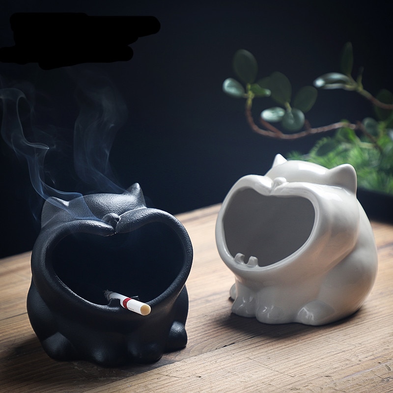 Niedlichen Karikatur Kleine Ebene gähnen Katze Keramik Aschenbecher Kreative Persönlichkeit Große Kaffee Tisch Auto Aschenbecher