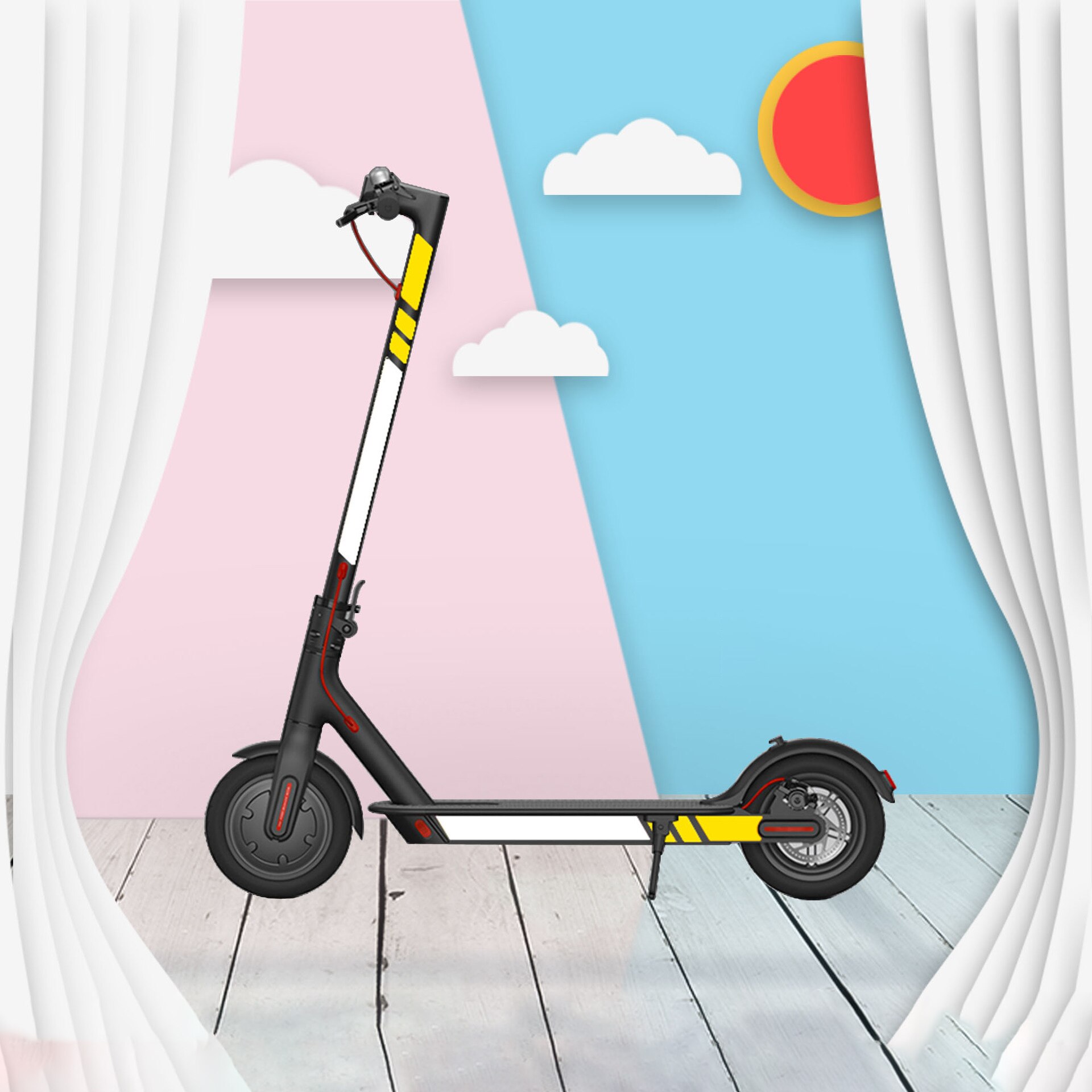 Elektrisk scooter klistermærke scooter tilbehør reflekterende modellerings sæt klistermærke reflekterende film til xiaomi  m365/ pro: B