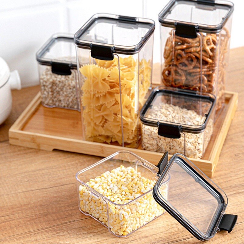 Plastic Candy Box Kitchen Food Storage Container Box Fruit Basket Square Transparent Sealed Fresh Grain Tank 1pc
