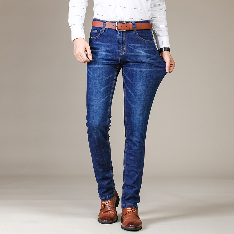nouveaux hommes jean Slim Stretch classique bleu – Grandado