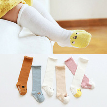 Carton bébé mignon coton genou chaussettes hautes anti-dérapant longue jambe plus unisexe enfants bas longues chaussettes fille solide Bow 1-3 Y