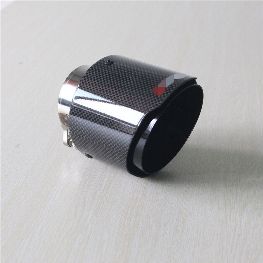 Longitud 120mm en 63mm de descuento. Terminales de escape negros brillantes de fibra de carbono auténtica de 89mm silenciador de tubo silenciador de escape de coche de acero inoxidable
