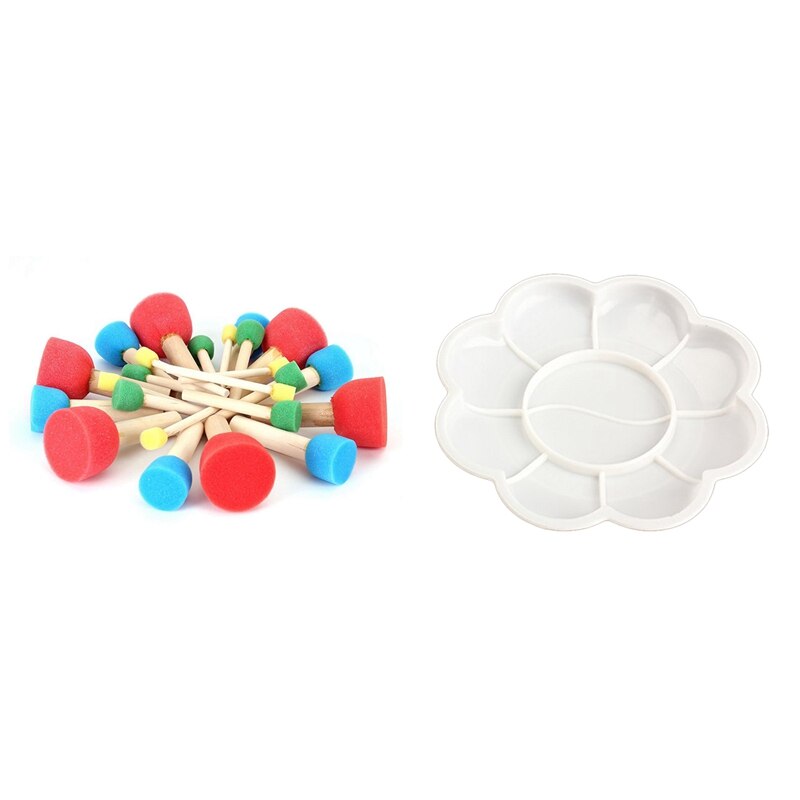2 sæt malerværktøj skum-pouncer sortiment-svampe maling stippler sæt -skum pensel værdi pakke med plast nail art maling col.
