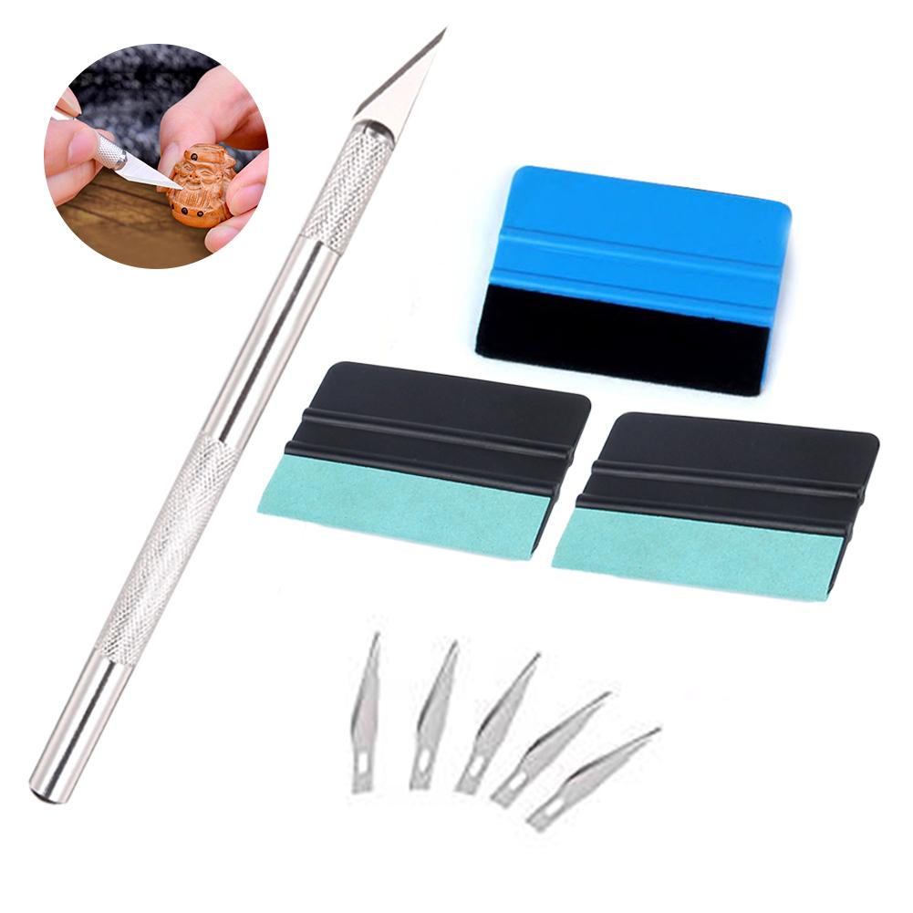 9 stk bil folie verktøy nal sett håndverkskutter med sikkerhetshette for folie film klistremerke automatisk håndverktøy