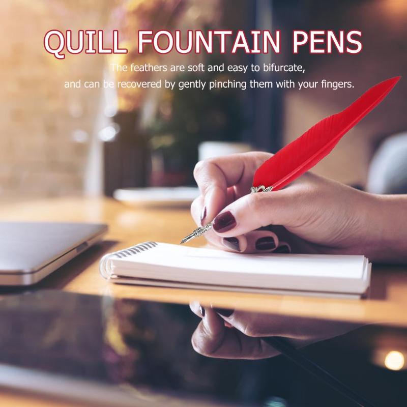 Retro Vintage Kalligrafie Veer Dip Pen Schrijven Inkt Set Quill Handtekening Pen Vulpennen Briefpapier Geschenkdoos Bruiloft Verjaardag