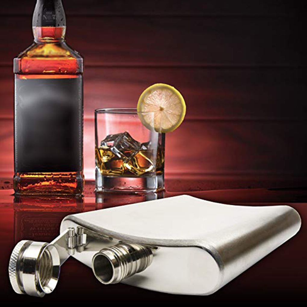 Botella de acero inoxidable para bebidas, frasco con tapa para licor, Whisky, Alcohol, embudo, , 1 ud.,