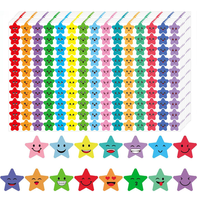 5-20sheets Kids Reward Stickers 15 Happy Smile Face Star Stickers Students Reward Chart Behavior Labels Scrapbook Crafts