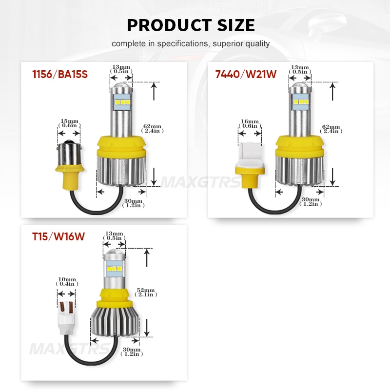 2x T15 LED 1156 BA15S 7440 W21W 3030 bombilla W16W marcha atrás LED lámpara luz Canbus 921 912 automóviles de copia de seguridad de señal de vuelta de luz de la lámpara