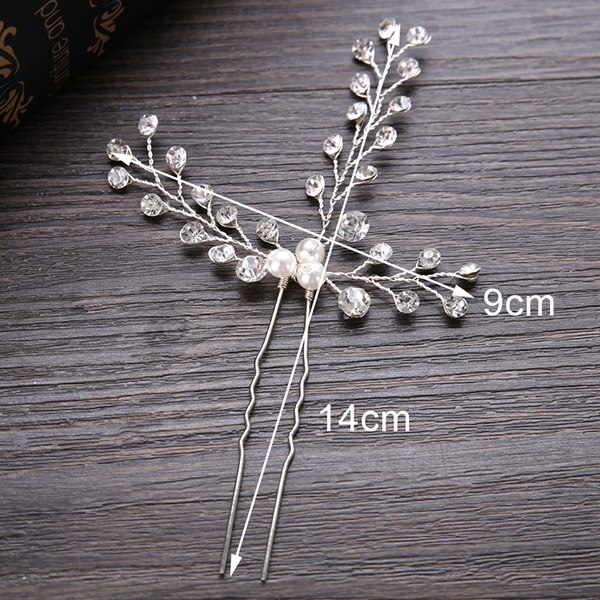 Wedding Crystal Pearl Hair pins For Silver Color Bridal Hair Accessories Women Hair Clips Many Wedding Hair Jewelry: UZ040