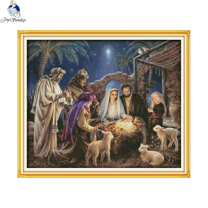 Kit de bordado de punto de cruz con de "el nacimiento del bebé Jesús", conjunto de costura de lienzo de Aida, decoración del hogar, herramientas de accesorios