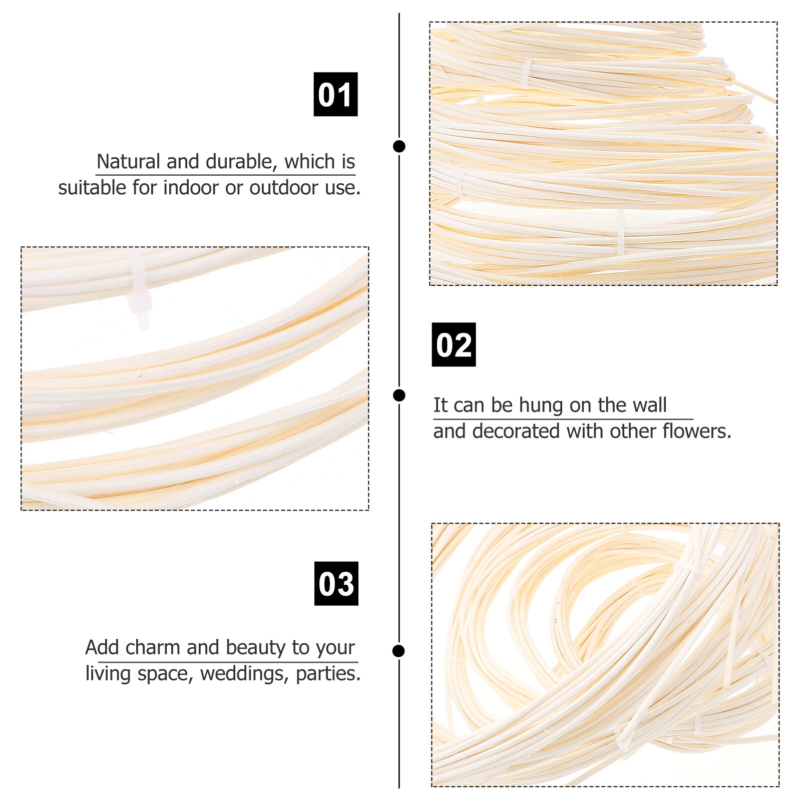 2 Pcs DIY Rattans Crafts Natural Vine DIY Rattan Decor Wreath Making Accessories